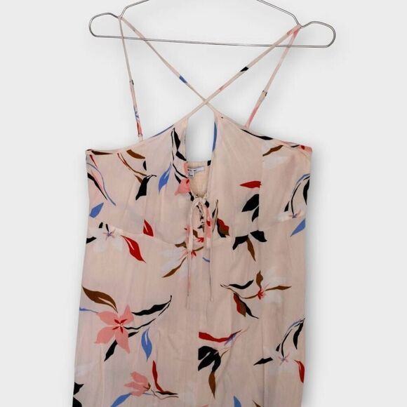 Oneil Womens Maxi Sz Large Peach Crepe Layered Strappy Peach Floral Cottagecore - Picture 4 of 16